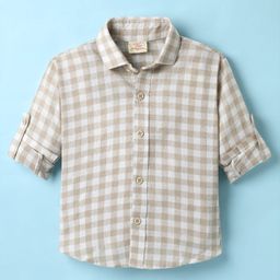 Rikidoos Full Sleeves Checked Shirt - Beige-picture-0