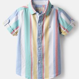 JASH KIDS Cotton Woven Half Sleeves Shirt with Striped Print - Multicolor-image-63