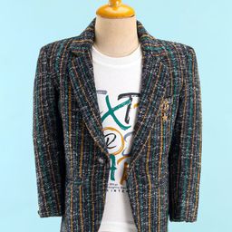 Dapper Dudes Full Sleeves Striped Textured Blazer With Extraordinary Text Printed Tee Set - Navy Blue-image-65