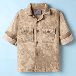 Dapper Dudes Full Sleeves Camouflage Jacket Style Shirt - Fawn-picture-37
