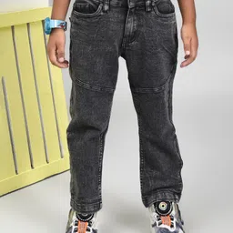 YOUMAA 100% Elastane Woven Mild Washed Stretchable Jeans - Charcoal-picture-8