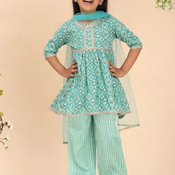 Cutiekins Girls Printed Regular Kurta with Palazzos & With Dupatta-picture-6