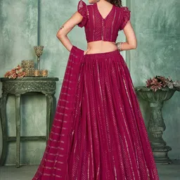 KALINI Sequinned Semi-Stitched Lehenga & Unstitched Blouse With Dupatta image 2