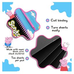wembley toys Wembley Art Notepad with All-in-One Activity Quiz Magical Scratch Pad DIY Book with Pen in Peppa Pig Print - Black image 4