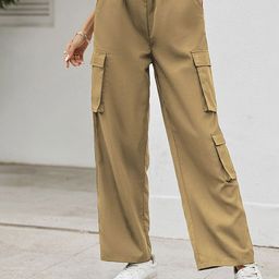 LULU & SKY Women Straight Fit High-Rise Cargos Trousers-image-45