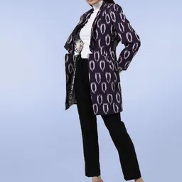 Talethread Ikat Printed Cotton Open-Front Casual Blazer image 4
