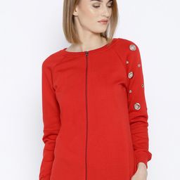 Belle Fille Women Red Solid Sweatshirt-image-87