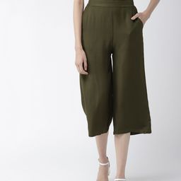 Style Quotient Women Olive Green Original Loose Fit Solid Culottes-image-45