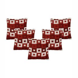 Saral Home Maroon & White 5 Pieces Geometric Square Cushion Covers-image-42