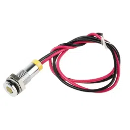 RS PRO Yellow Panel Mount Indicator 2V DC, Mounting Hole Size 6 mm, Termination Type Lead Wires, IP Rating IP67, Model No 7001798-35