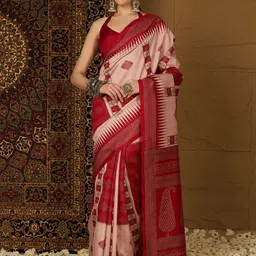 Mitera Silk Blend Ikat Saree-image-86