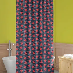 ArtzFolio Grey & Red Printed Waterproof Shower Curtain-11