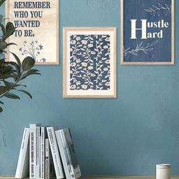 Kotart Brown & Navy Blue 3 Pieces Motivational Quote Printed Wooden Wall Arts-picture-46