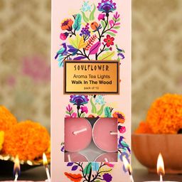 Soulflower Pink and Silver-Toned 10 Pieces Walk In the Wood Aroma Tea Light Candles-image-93