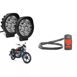 Cartronics 9 Round Cap LED Fog Light With On/Off Switch for Bajaj V12 (Set of 2 Pcs)-25