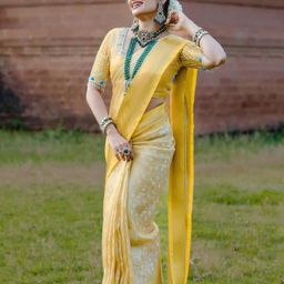 AQUILIQ Floral Woven Design Zari kanjeevaram Saree-image-29