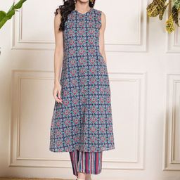 Sera Women Ethnic Motifs Printed Regular Pure Cotton Kurta with Palazzos-13