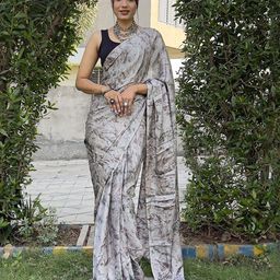 KAYOMMI Abstract Printed Satin Ready to Wear Saree-51
