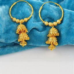 missmister Brass Goldplated Hoop jhumki Fashion Earrings Women-picture-1