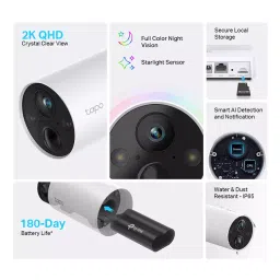 TP-link Tapo C420S2 Smart Wire-Free Security Camera System, 2-Camera System image 2