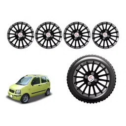 Auto Pearl CRv24_R Press Type Car Wheel Cover with Retention Ring 33.02 cm (13 Inch) Glossy Black, Silver for Maruti Wagon R AMT VXI (Set of 4)-image-52