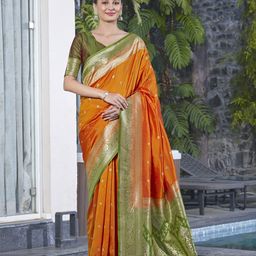 SAREETHNIC Woven Design Zari Pure Silk Banarasi Saree-image-43
