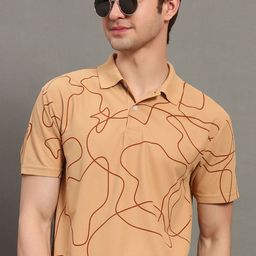 GET GOLF Men Printed Polo Collar Monochrome T-shirt-image-90