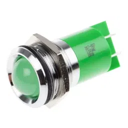RS PRO Green Panel Mount Indicator 110V AC, Mounting Hole Size 22 mm, Termination Type Solder Tab, Model No 207927-11