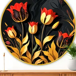 Myntra Elegant Homes Black & Red Floral And Botanical Wood Wall Art-image-32