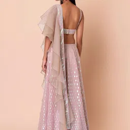 DIVASTRI Embroidered Sequinned Semi-Stitched Lehenga & Unstitched Blouse With Dupatta image 4