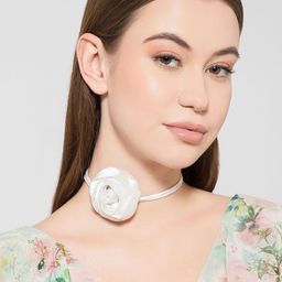 DEPANO Satin Floral Shaped Choker Necklace-12