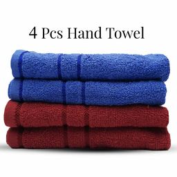 Sassoon Melrose Cotton Hand Towel Set Of 4 - Blue & Brown-15