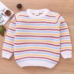 Babyhug Full Sleeves Sweater Stripes Design- Multicolor-picture-25