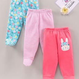 Babyhug Knit Bootie Leggings Multi Print Pack Of 3 - Multicolor-image-72
