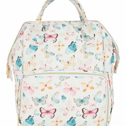 Haus & Kinder Art on Canvas Chic Diaper Bag Backpack for New Parents Capacity 20 L Butterfly Garden- Pink-image-50
