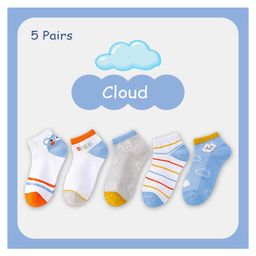 SYGA 5 Pairs Baby Girl & Baby Boy Socks, Toddlers Infant Cotton Stretch Crew Socks with Cloud Design.-image-87