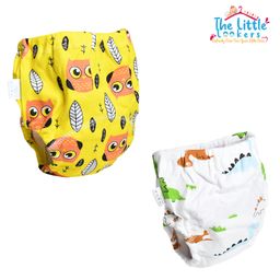 THE LITTLE LOOKERS Potty Training Pants for Babies I Reusable & Waterproof Pull up Underwear | Cloth Diaper for Babies-Yellow & White Dino (6 Months - 12 Months) (Pack of 2)-image-65
