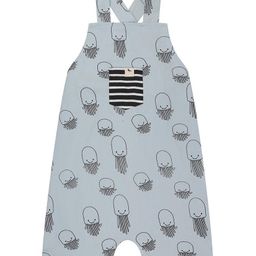 Turtledove London Cotton Knit Sleeveless Dungaree With Front Striped Pocket & Jelly Fish Print - Blue-image-33