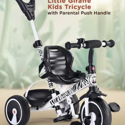 Play Nation Little Zebra Kids Tricycle with Parental Push handle  -  White-image-99