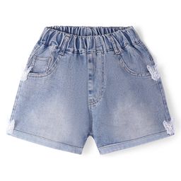 Kookie Kids Solid Shorts with Butterfly Applique - Blue-image-94