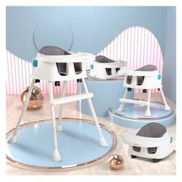 Baybee 4 in 1 Convertible Feeding High Chair for Kids Cum Booster Seat With Adjustable Height Footrest & Five Point Safety Belt - White-35