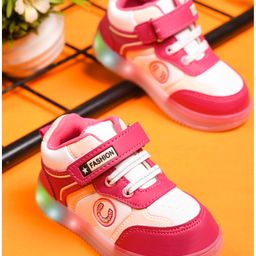 KATS Colour Blocked LED Shoes With Velcro Closure - Pink-image-28