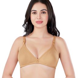 Bella Mama Cotton Elastane Knit Maternity Non Wired Nursing Bra - Khaki-picture-28