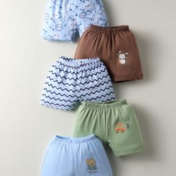 OHMS Single Jersey Knit Knee Length Shorts with Animal Print Pack of 5 - Multicolor-image-98