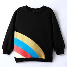 BUMZEE Looper Knit Full Sleeves Foil Rainbow Printed Sweatshirt - Black-image-16