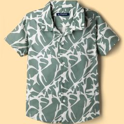 Pine Kids Viscose Woven Half Sleeves Printed Shirt - Green-picture-12
