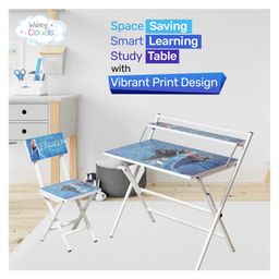Wishing Clouds Frozen Pattern Printed Foldable Study Table and Chair Set - Multicolour image 4