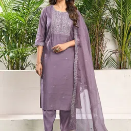 SANISA Women Ethnic Motifs Regular Sequinned Kurta with Trousers & With Dupatta Kurta Sets-picture-33
