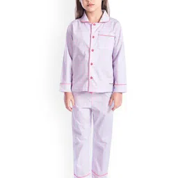 Cherry Crumble Girls Checked Night suit-58