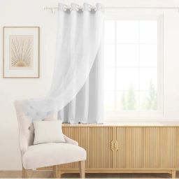 Story@Home White 300 GSM Silk Dual-Layer Blackout & Sheer Window Curtain-picture-45